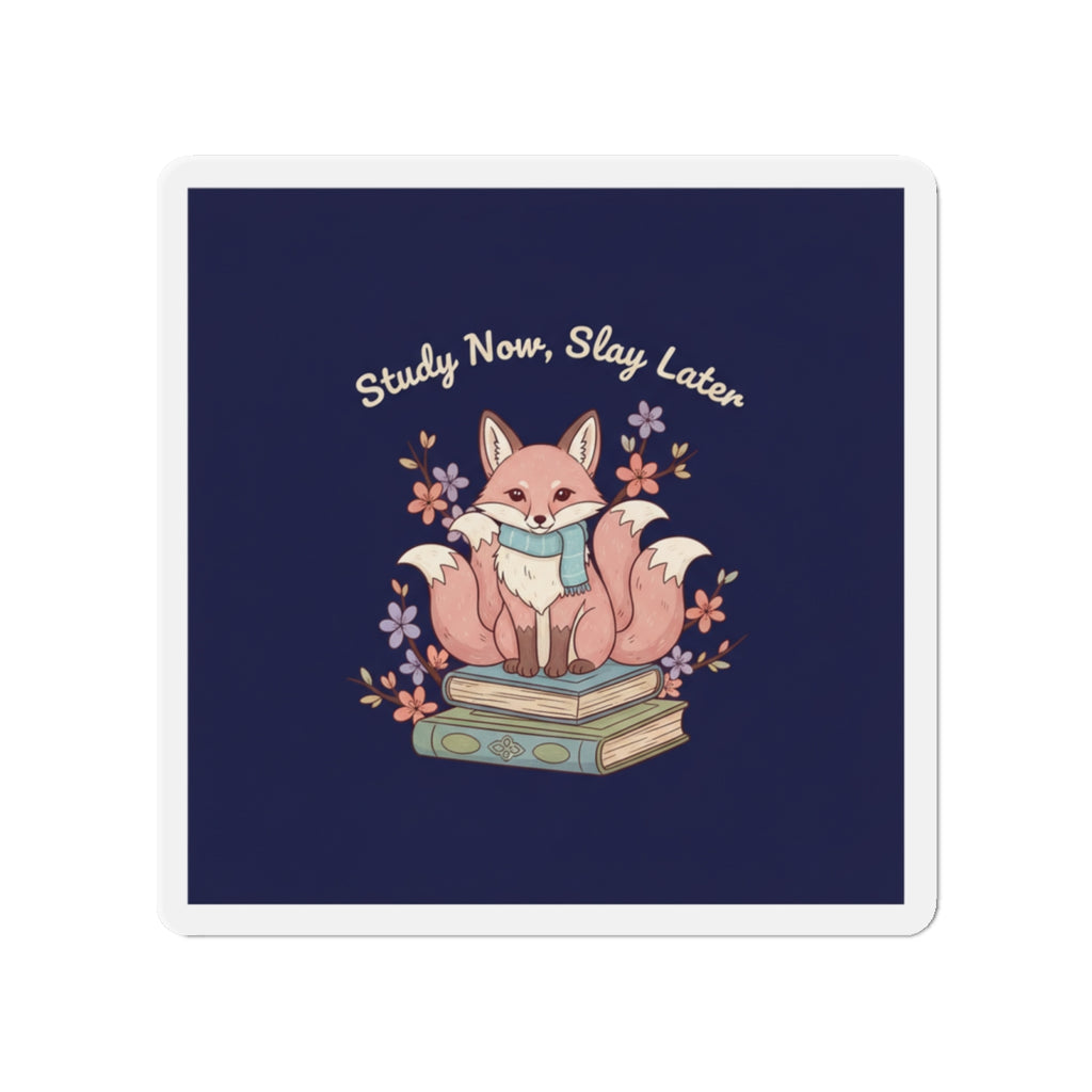 Kitsune Die-Cut Magnet – Study Now Slay Later