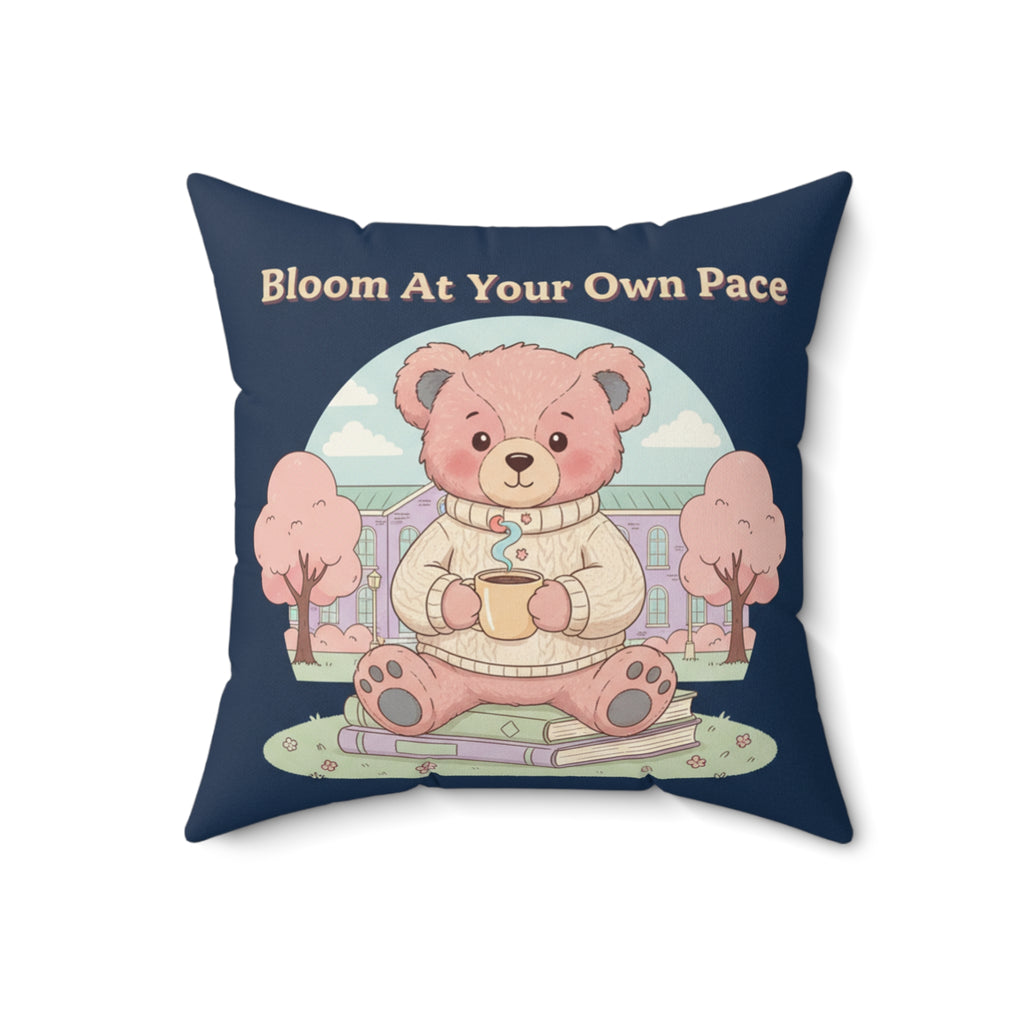 Bear Square Pillow – Bloom at Your Own Pace