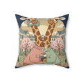 Giraffes Square Pillow – Coffee and Confidence