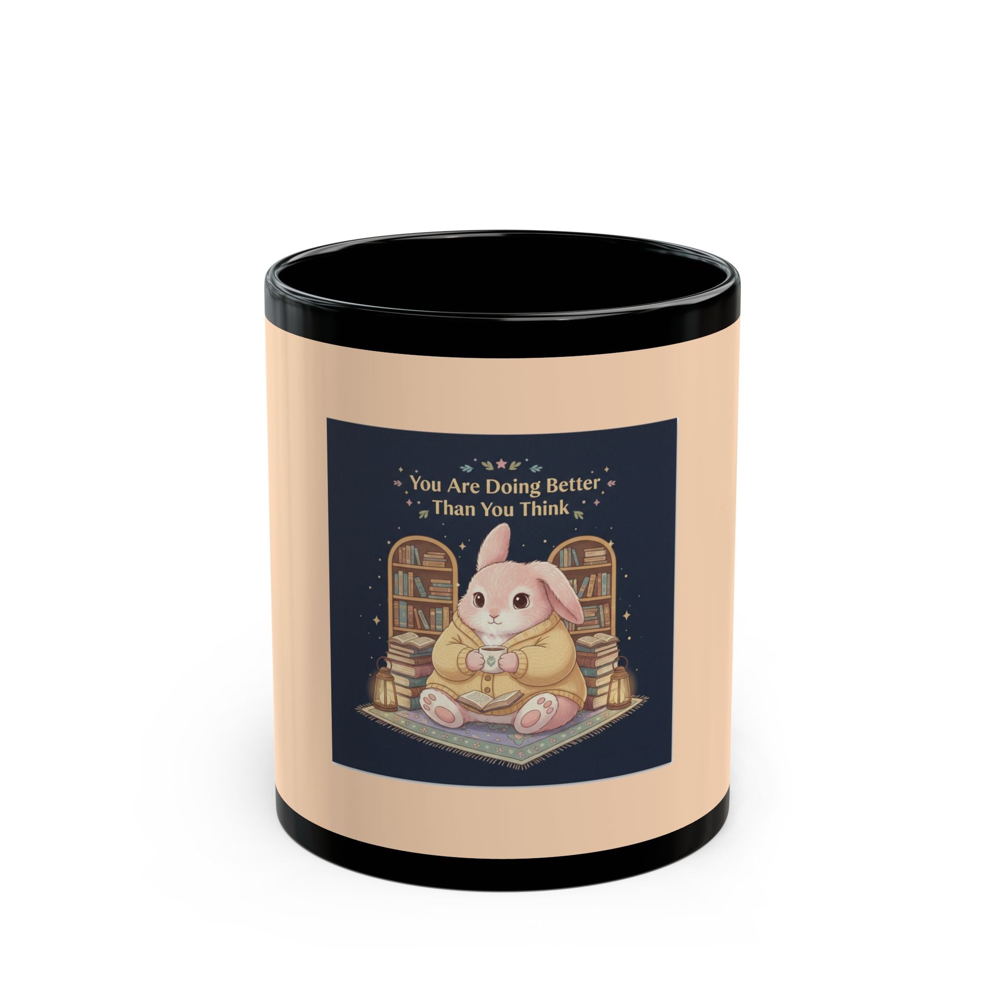 Bunny Black Mug 11oz – You Are Doing Better Than You Think