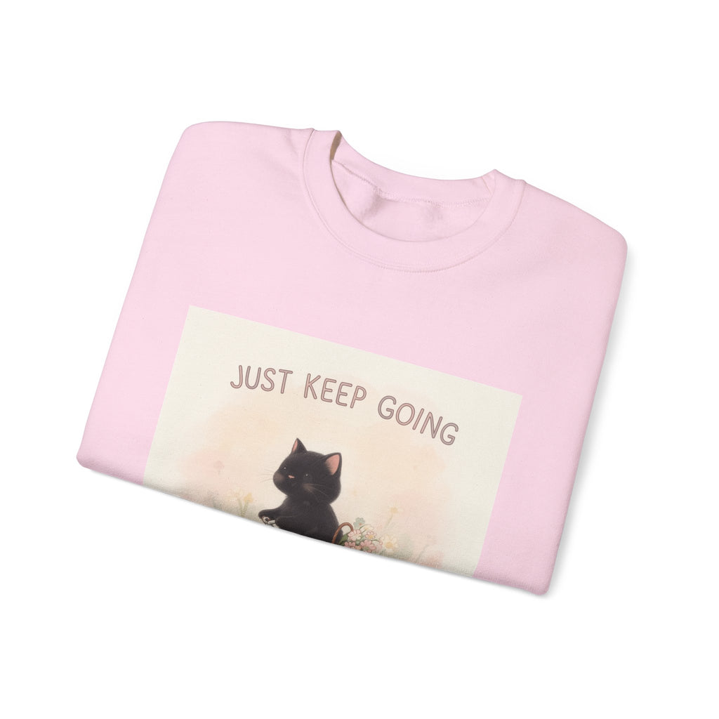 "JUST KEEP GOING" Black Cat Crewneck | College Girl Gift | Fashion | KayKay Classics