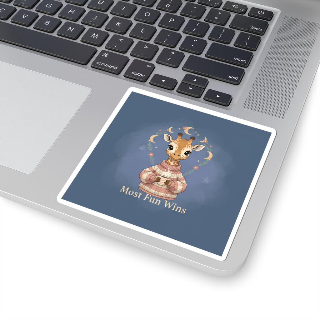 Giraffe Kiss-Cut Sticker – Most Fun Wins