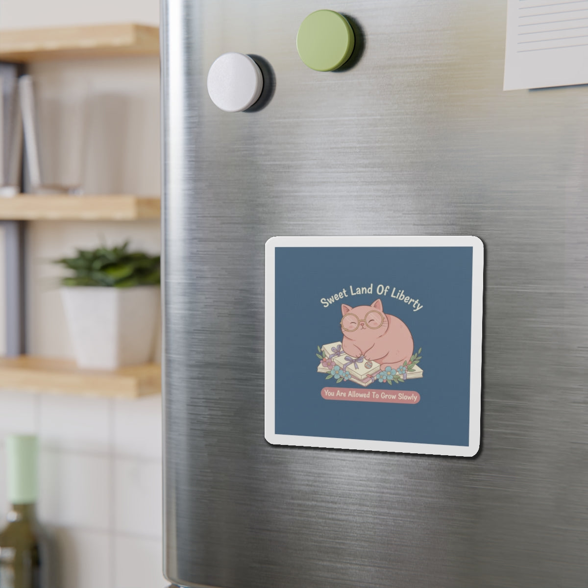 Cat Die-Cut Magnet – Sweet Land of Liberty