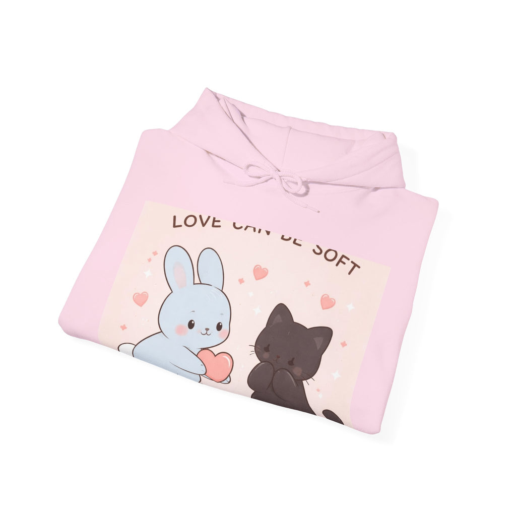 "LOVE CAN BE SOFT" Black Cat Hoodie | College Girl Gift | Fashion | KayKay Classics
