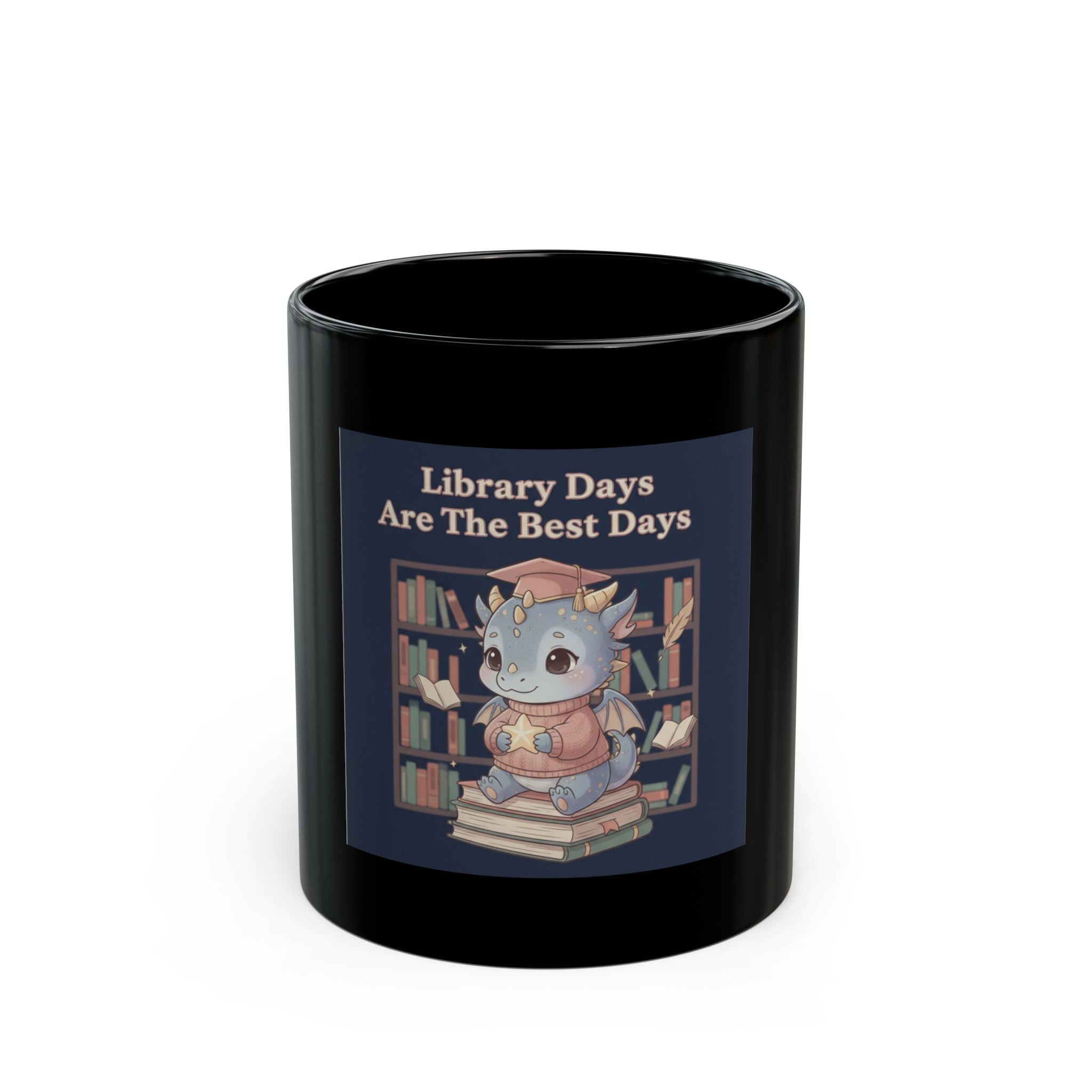 Bunny Black Mug 11oz – Library Days Are the Best Days