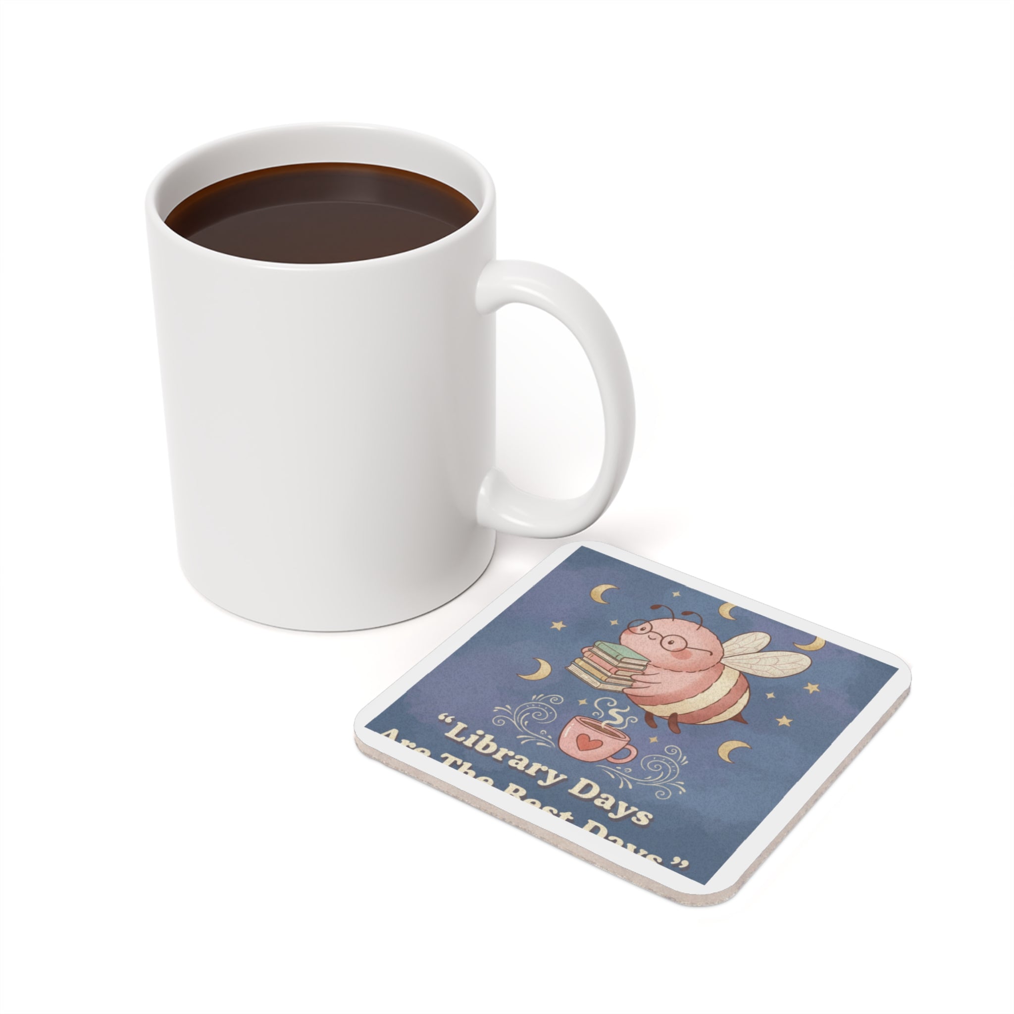 Bee Cork Coaster – Library Days Are the Best Days