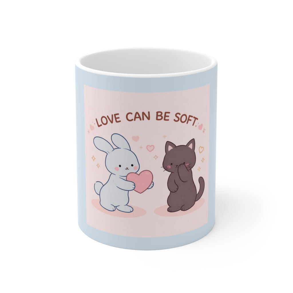 "LOVE CAN BE SOFT" Black Cat Mug | College Girl Gift | Fashion | KayKay Classics