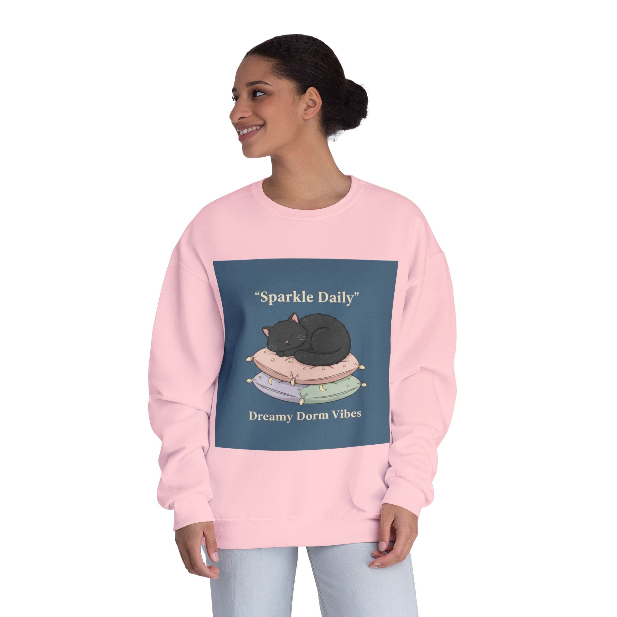 Black Cat Crewneck Sweatshirt – Sparkle Daily Dreamy Dorm Vibes