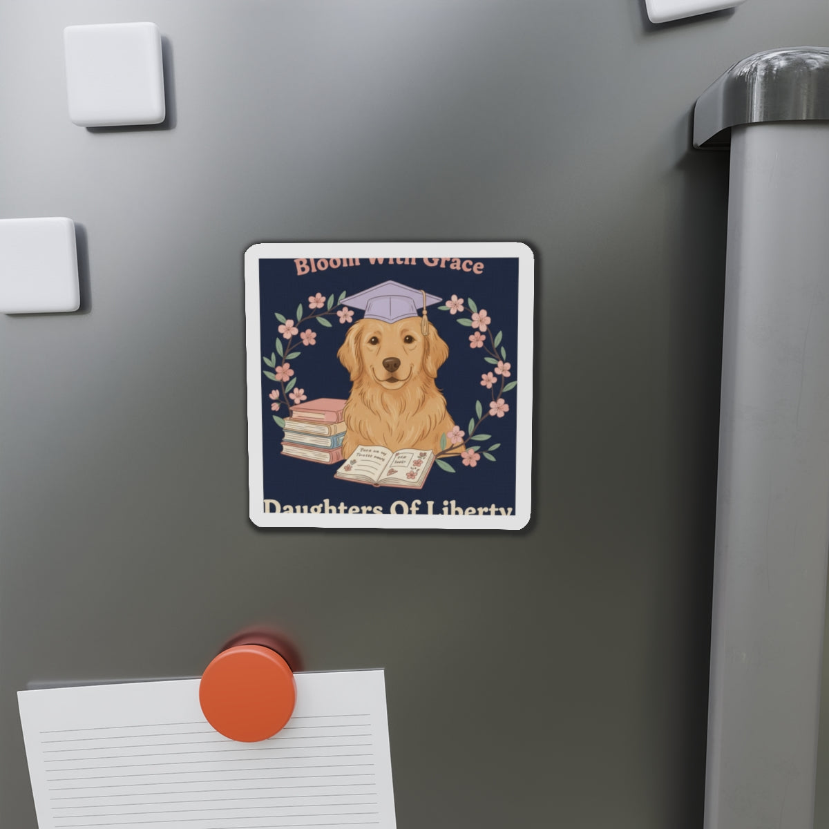 Golden Retriever Die-Cut Magnet – Bloom With Grace