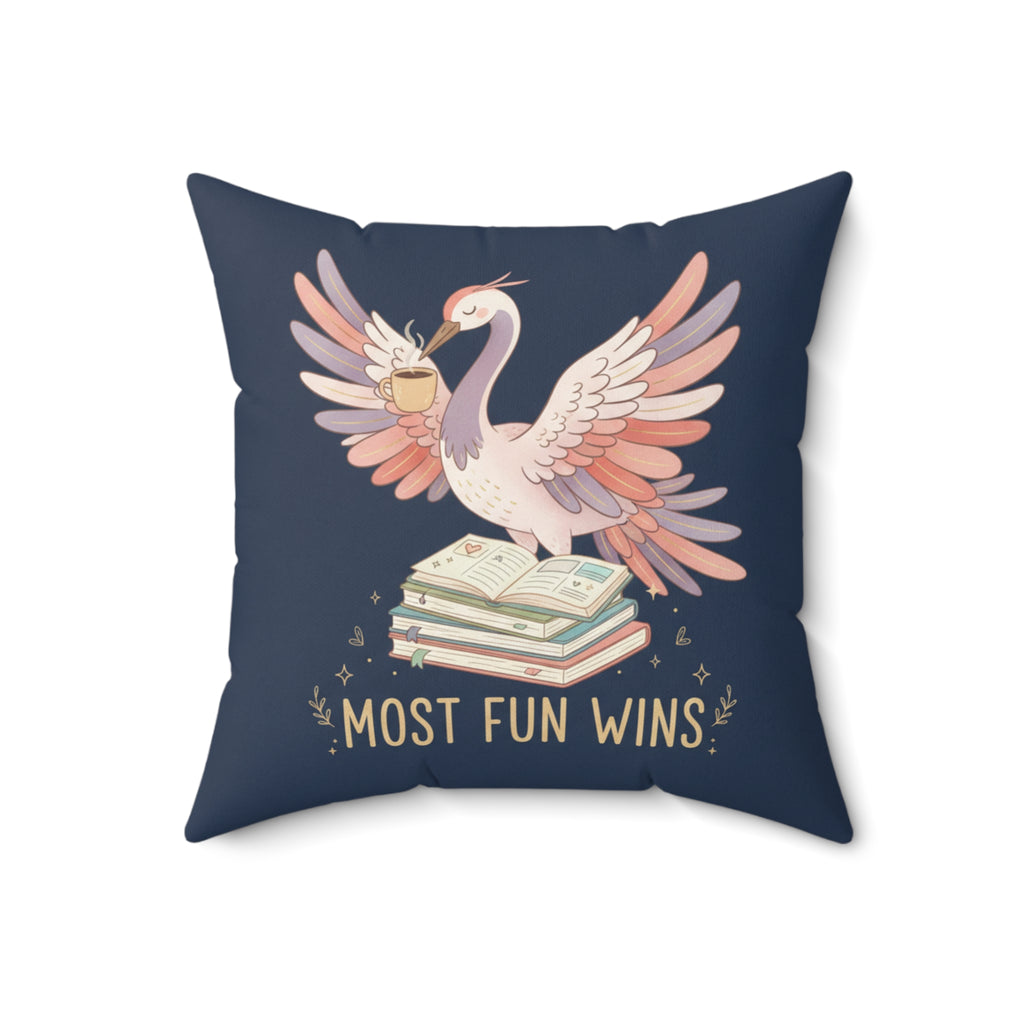 Crane Square Pillow – Most Fun Wins