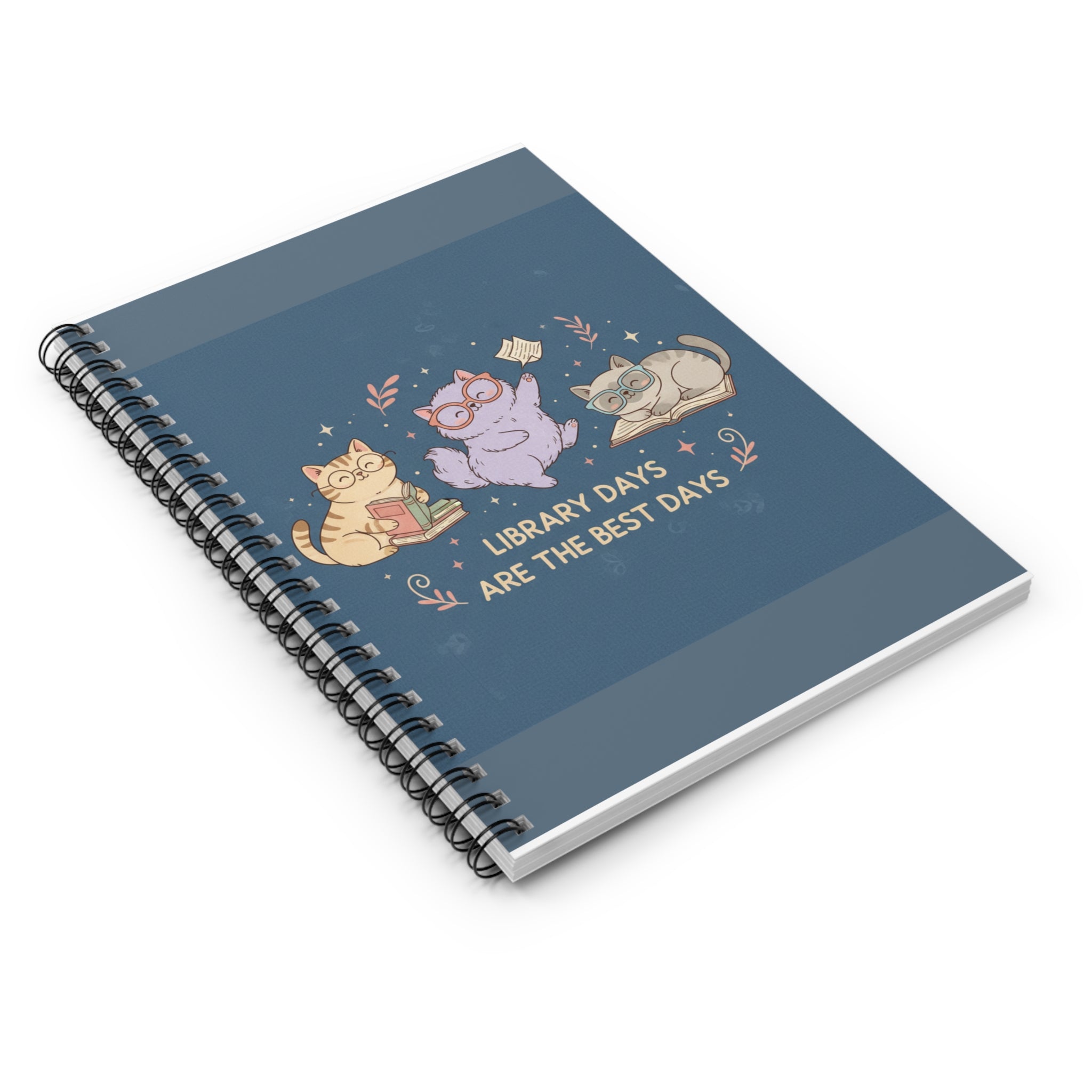 Cats With Glasses Spiral Notebook – Library Days Are the Best Days