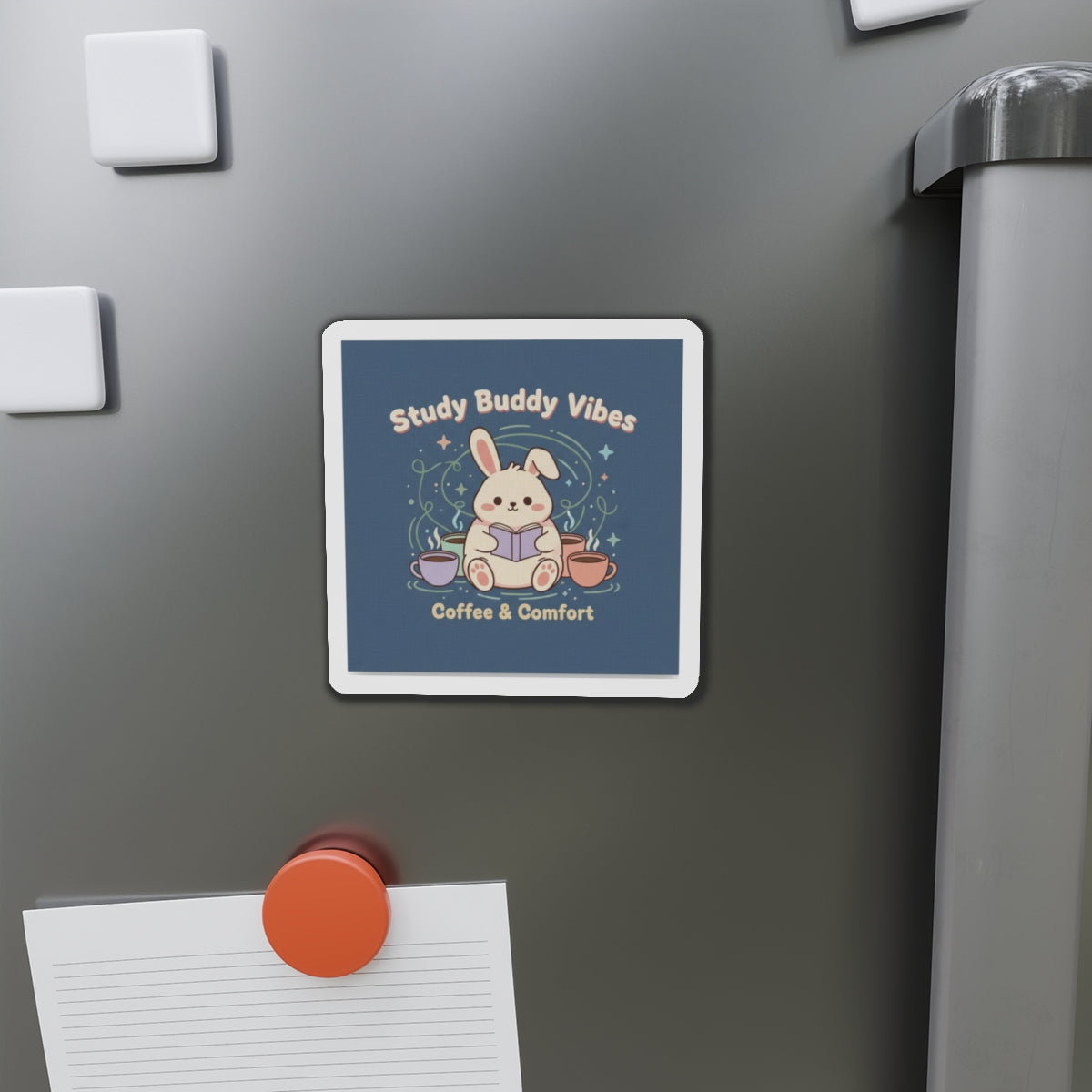 Bunny Die-Cut Magnet – Study Buddy Vibes Coffee Comfort