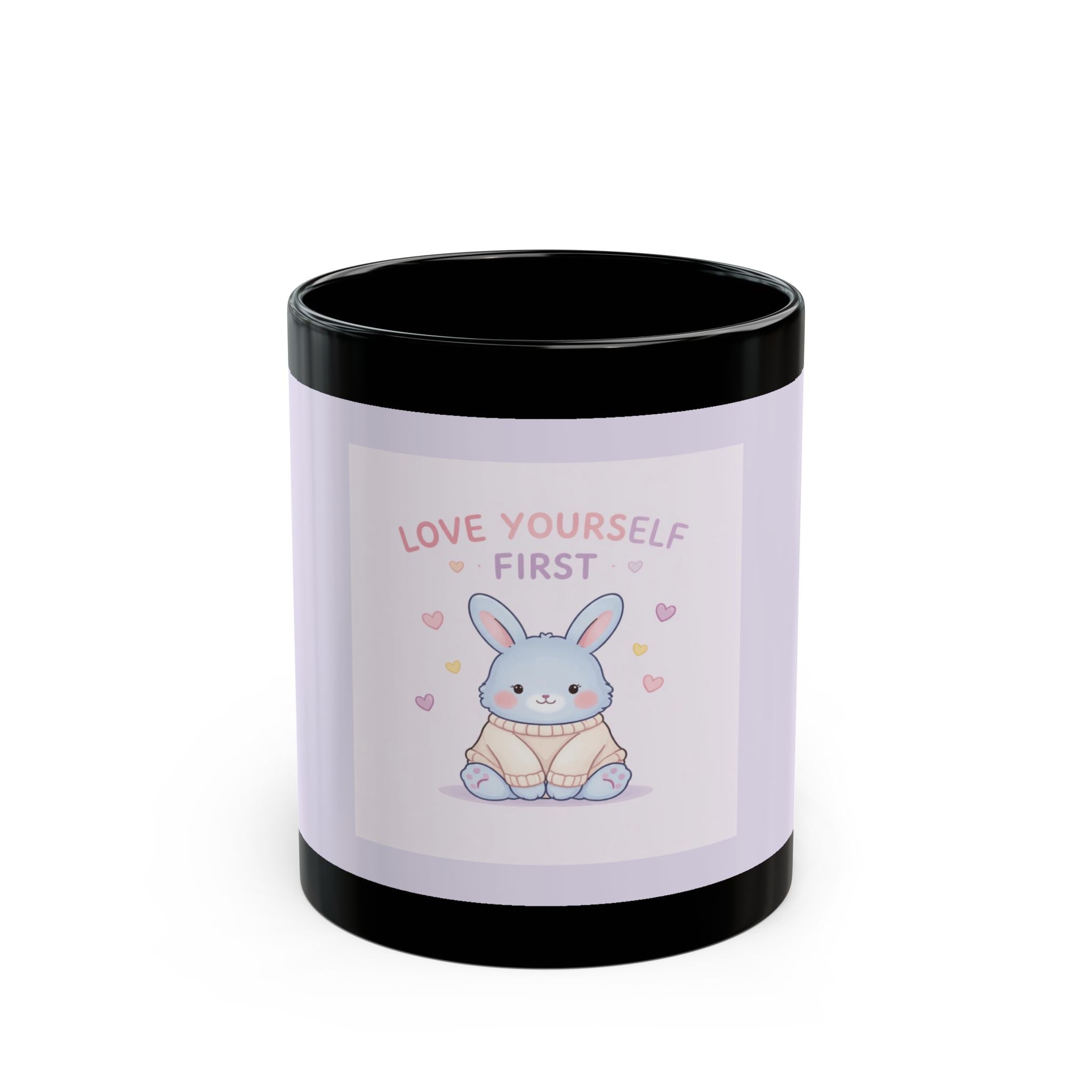 "LOVE YOURSELF FIRST" Black Cat Black Mug | College Girl Gift | Fashion | KayKay Classics
