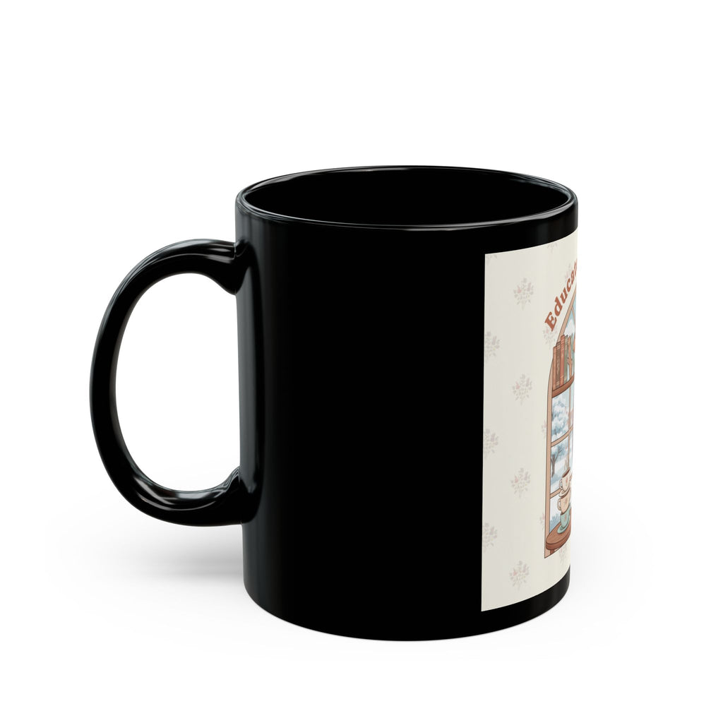 Educated And Cute Giraffe Black Mug 11oz