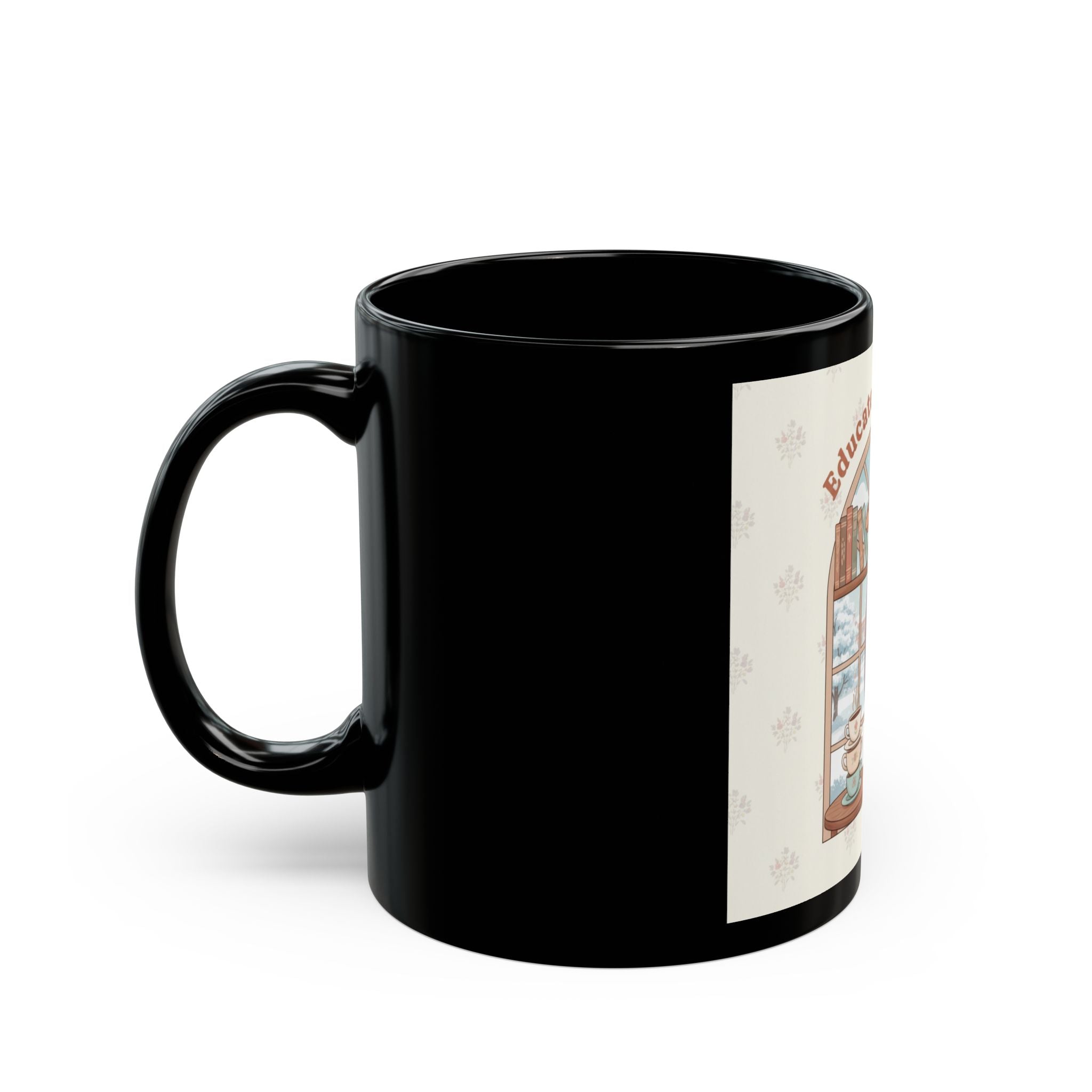 Educated And Cute Giraffe Black Mug 11oz