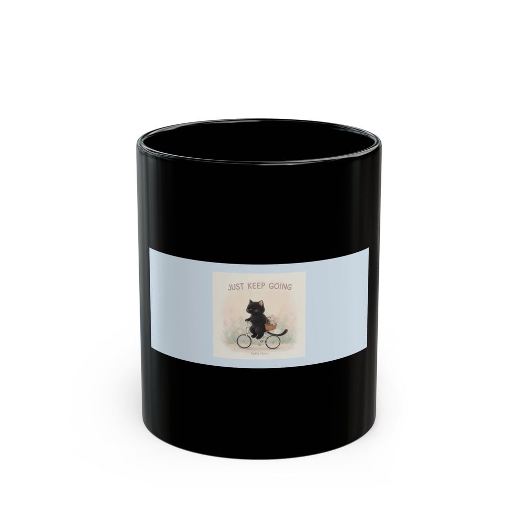 "JUST KEEP GOING" Black Cat Black Mug | College Girl Gift | Fashion | KayKay Classics