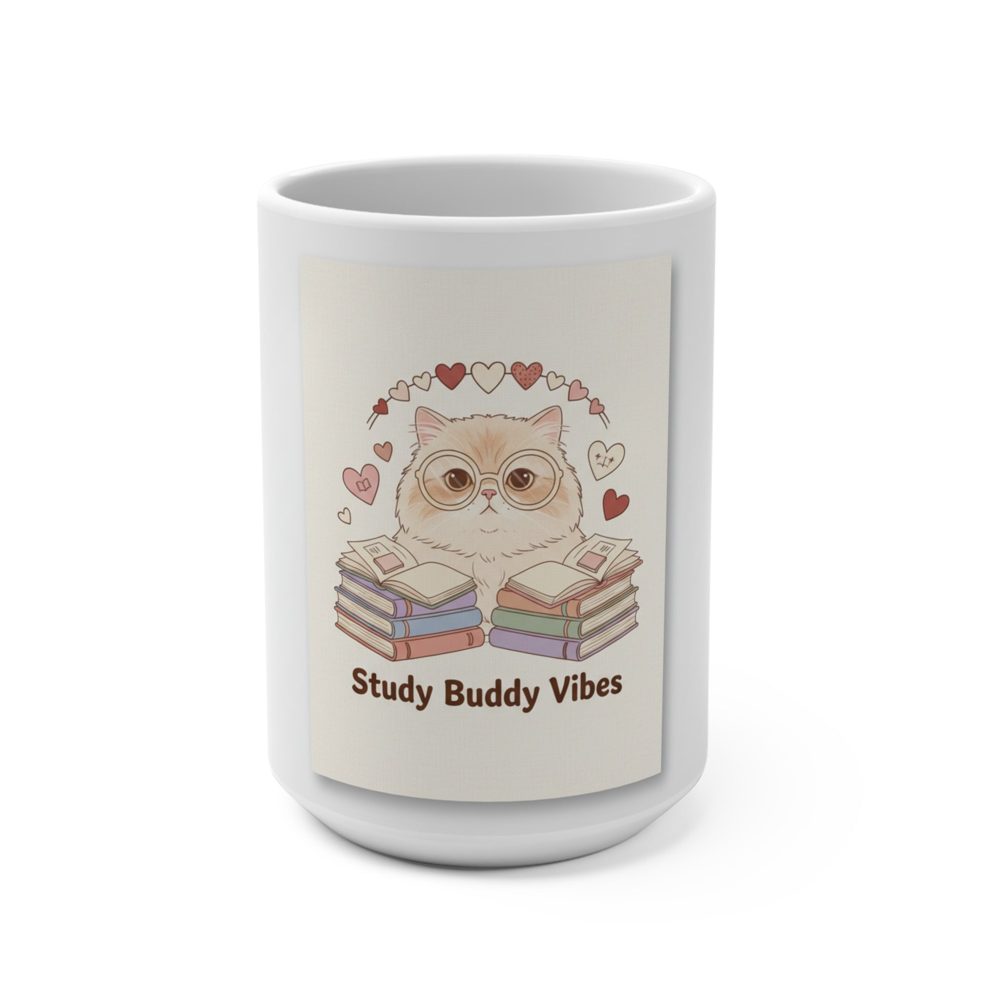 Study Buddy Vibes Cat Mug 15oz