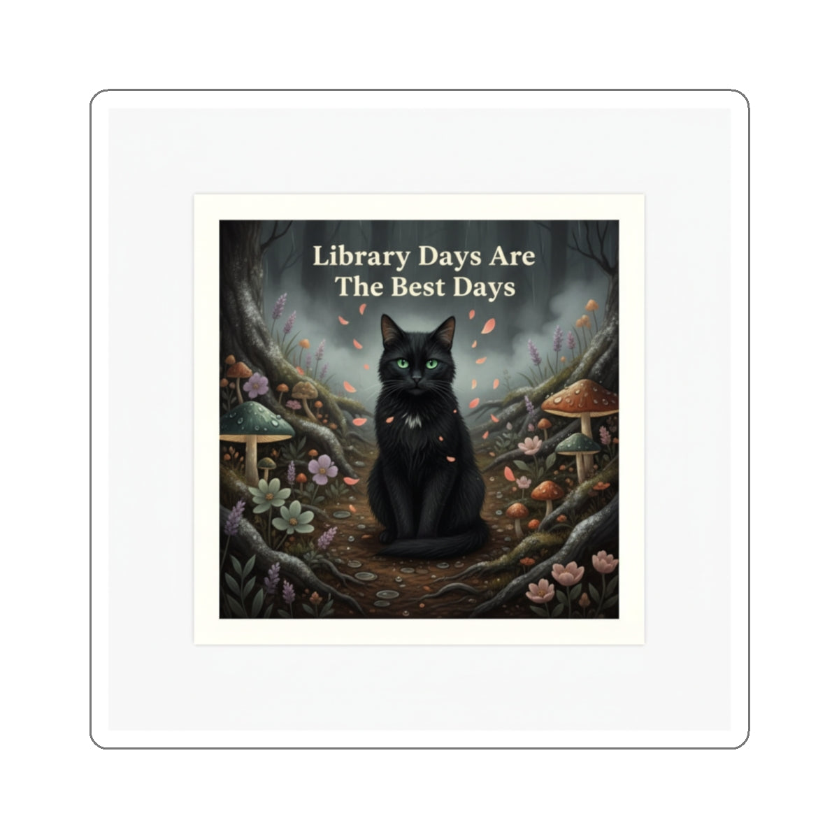 Cat Die-Cut Sticker – Library Days Are the Best Days