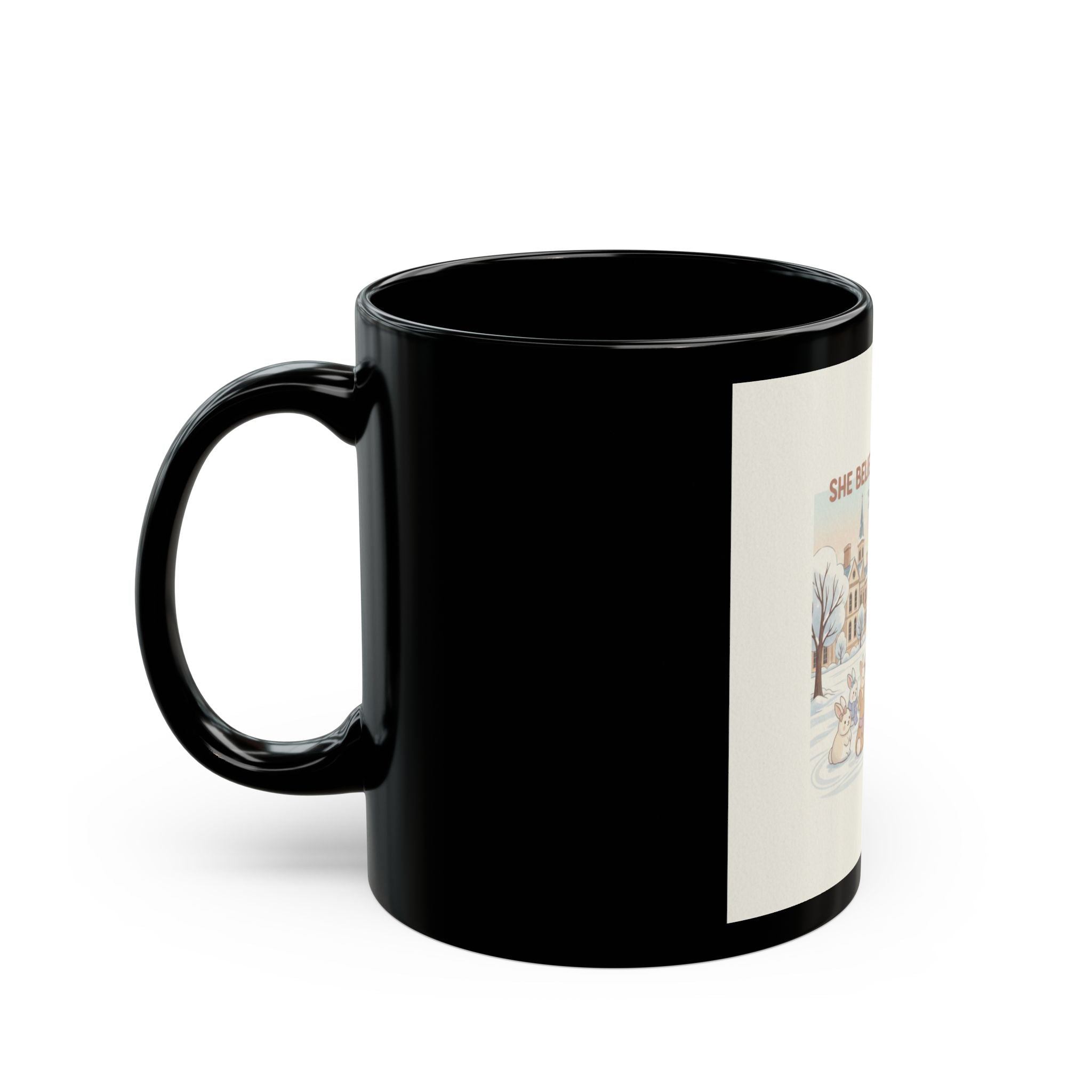 SHE BELIEVED SHE COULD Rabbit Black Mug 11oz